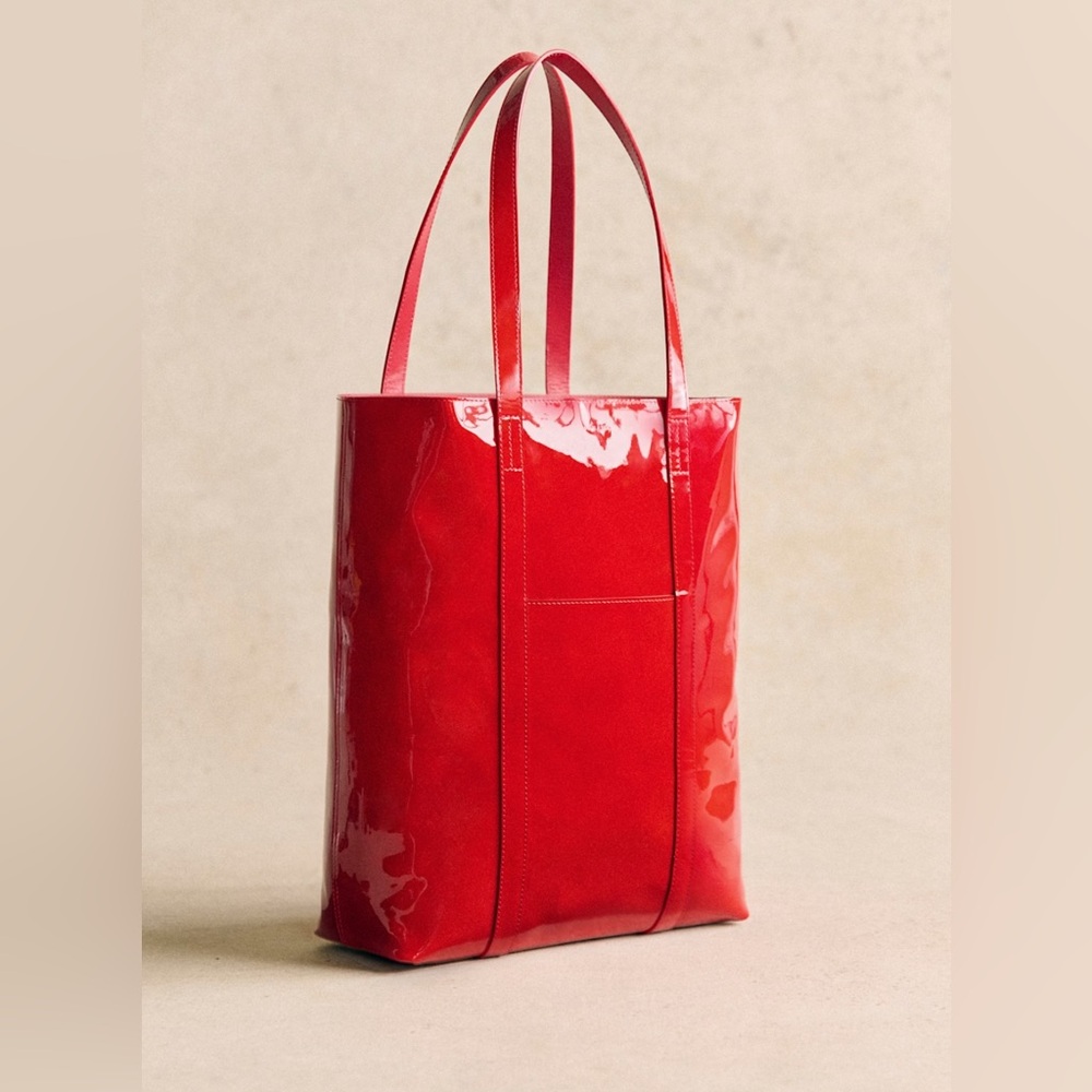 Sezane Red Patent Leather Tote